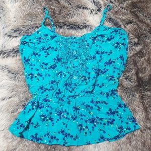 Blue floral tank top